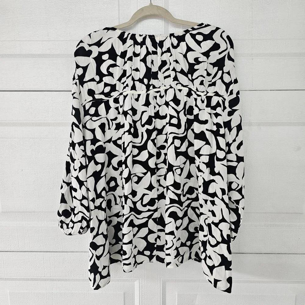 Terra & Sky Woman's Boho Minimalist Abstract Blouse Plus Size 3X Flowy Top - Picture 4 of 14